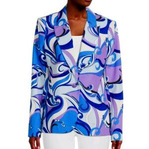 L'Agence 'Chamberlain' Abstract-Print Blazer, Provence Blue/Lavender St. Martin